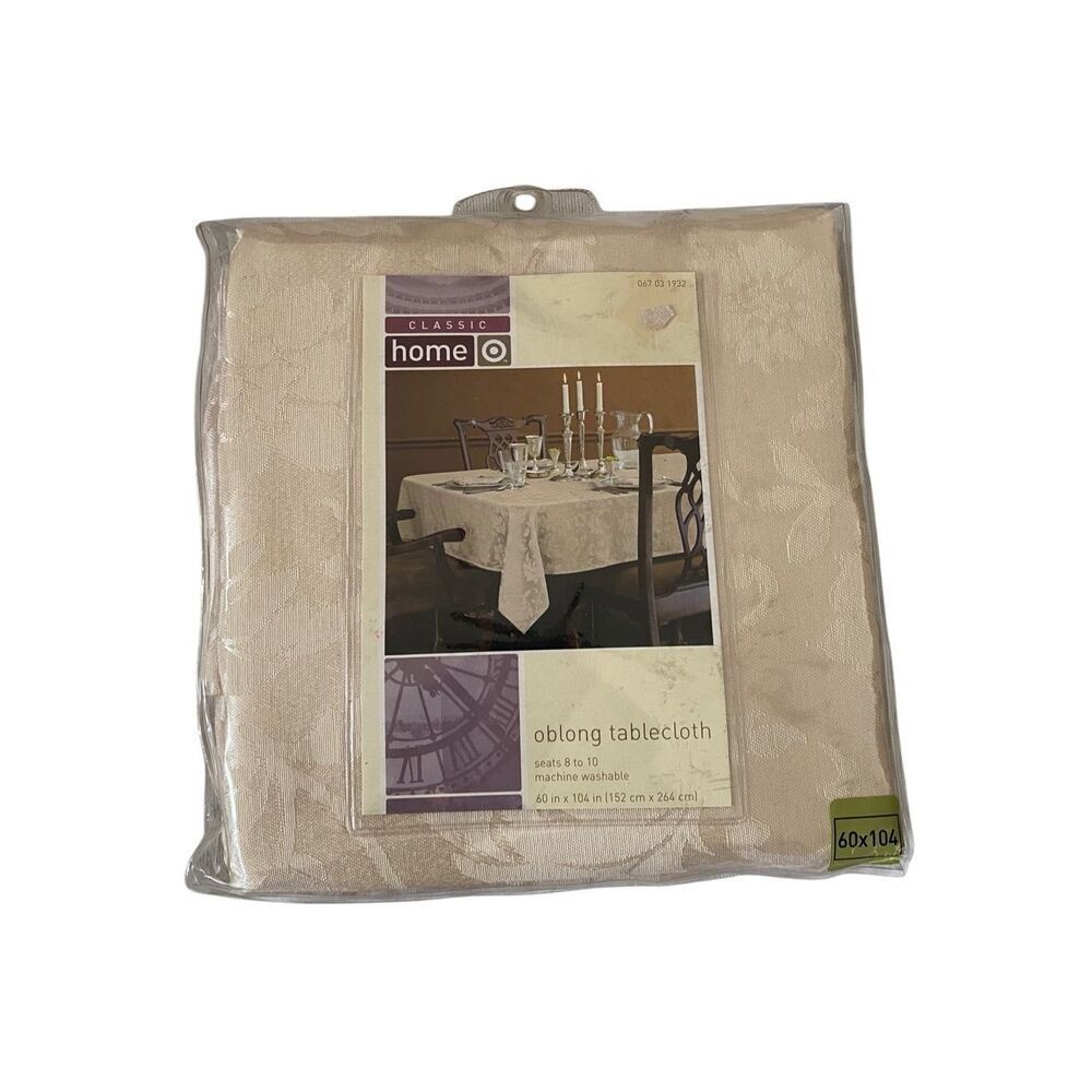 Target Home Beige Floral Oblong Tablecloth 60 x 104 Seats 8 to 10 Home Decor
